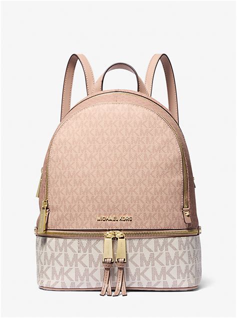 michael michael kors rhea medium color-block logo backpack - pink|Rhea Medium Color.